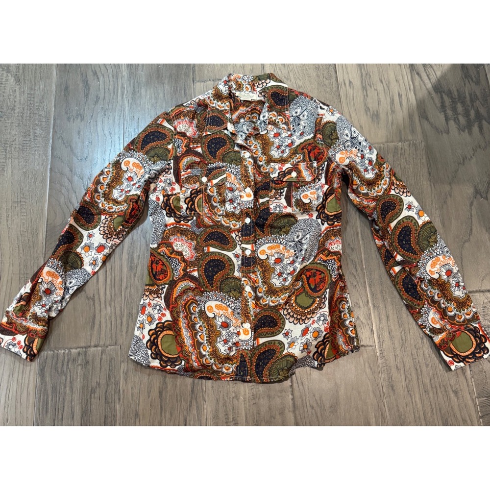 Lucky Brand‎ Womens Button Up Shirt Size S Western Paisley Print Long Sleeve Top